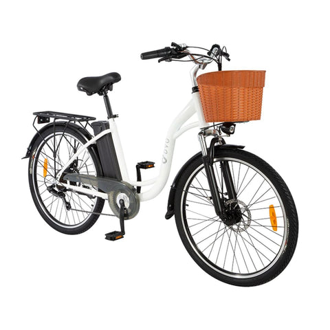 Vélo Électrique DYU C6 26 Pouces 25km/h - Moteur 350W Batterie 36V12.5Ah Freins à Disque - Blanc