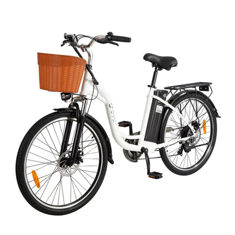 Vélo Électrique DYU C6 26 Pouces 25km/h - Moteur 350W Batterie 36V12.5Ah Freins à Disque - Blanc