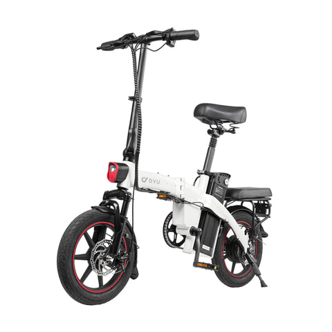 Vélo Électrique Pliant DYU A5 14 Pouces 25km/h - Moteur 350W Batterie 48V7.5Ah Freins à Disque - Blanc