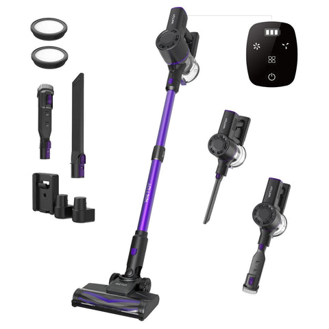 Vactidy V8 Pro Aspirateur à Main - 25000Pa Puissance d'aspiration 35min Autonomie 66dB de Bruit 2200mAh Batterie - Noir violet